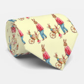 paaskonijn en familie in Egg Cart, ZSSG Stropdas (Opgerold)