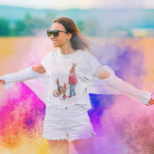  paaskonijn en familie van de Egg Cart Lady T-shirt