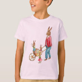  Paaskonijn en Gezin in Eierkar Kinder T-shirt (Voorkant)