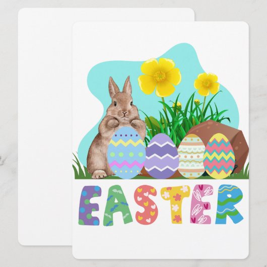 PAASKONIJN FEESTDAGENKAART (Voorkant / Achterkant)