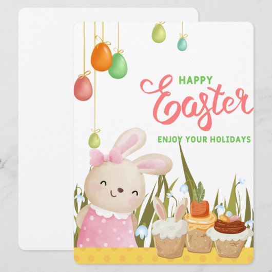 PAASKONIJN FEESTDAGENKAART (Voorkant / Achterkant)