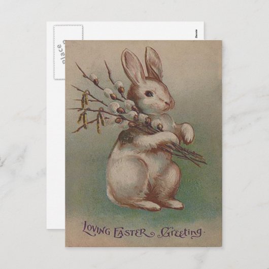  paaskonijn feestdagenkaart (Voorkant / Achterkant)