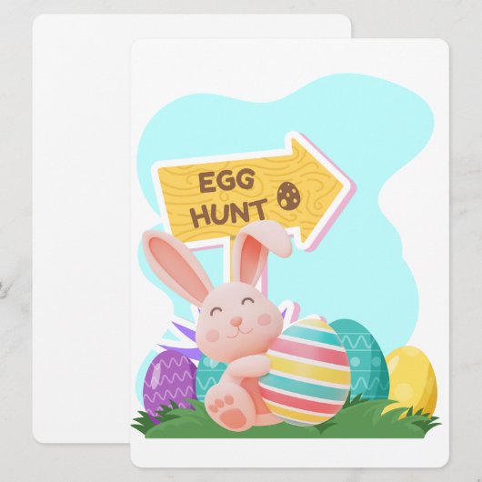 PAASKONIJN FEESTDAGENKAART (Voorkant / Achterkant)