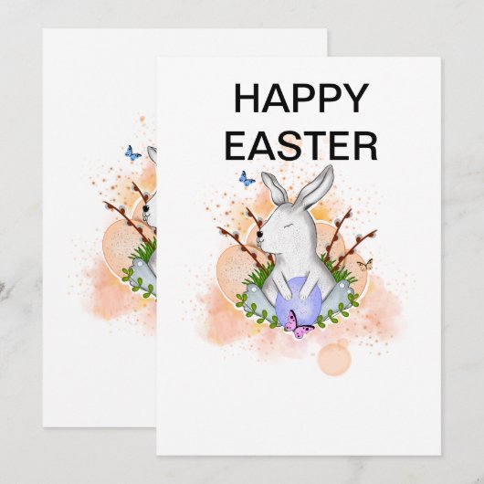 Paaskonijn Feestdagenkaart (Voorkant / Achterkant)