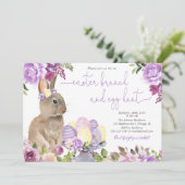 Paaskonijn, floreasterbrunch en eierjacht kaart (Staand voorkant)