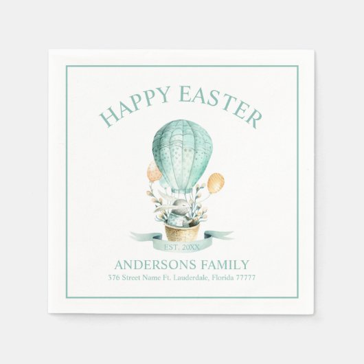 Paaskonijn in een luchtballon Napkins Servet (Voorkant)