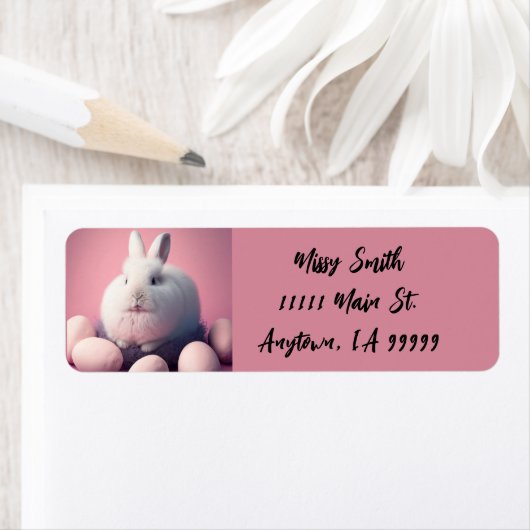 Paaskonijn in een nestkonijn etiket (Insitu)