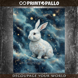 Paaskonijn in een sterrendromerige achtergrond tissuepapier