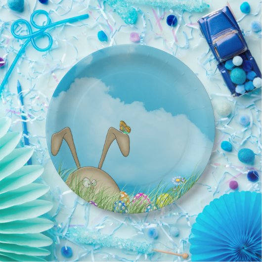 Paaskonijn in gras papieren bordje (Feest)