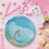 Paaskonijn in gras papieren bordje (Feest)