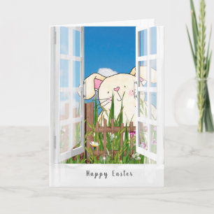 Paaskonijn in het raam kaart