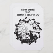 Paaskonijn in krans Broer en schoonzus Feestdagenkaart (Voorkant / Achterkant)