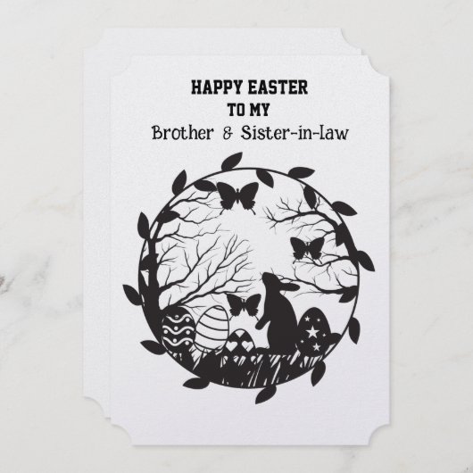 Paaskonijn in krans Broer en schoonzus Feestdagenkaart (Voorkant / Achterkant)