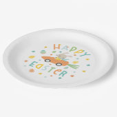 Paaskonijn in wortelwagen papieren bordje (Gekanteld)