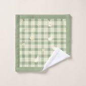 Paaskonijn Kip Groen geruite Patroon Bad Handdoek (Wasdoekje)