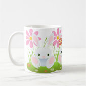 Paaskonijn - Kleine Blauwe Bunny met bloemen Koffiemok (Links)