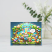 Paaskonijn magisch land feestdagenkaart (Staand voorkant)