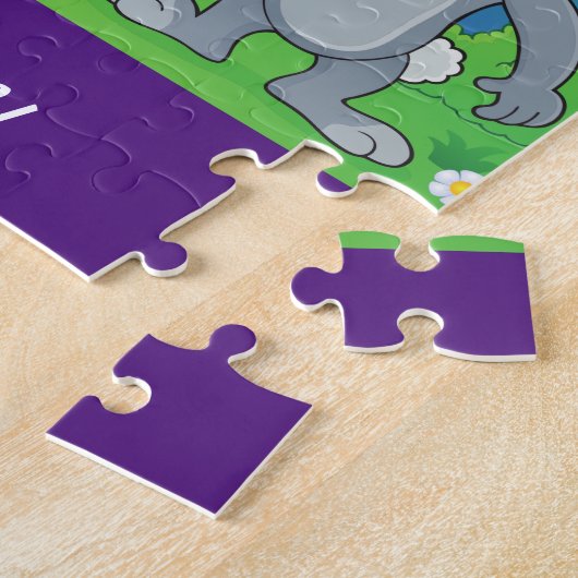 Paaskonijn, mand en huispuzzel op maat gesneden. legpuzzel (Zijkant)