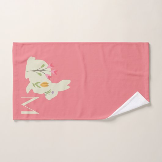 Paaskonijn met bloemen - voeg monogram toe bad handdoek (Handdoek)