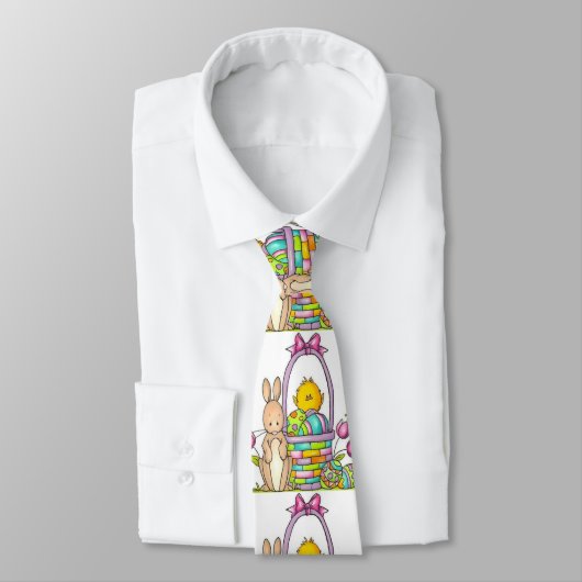 Paaskonijn met een mandje STROPDAS (Gebonden)