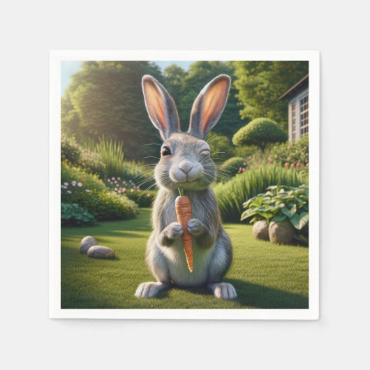 Paaskonijn met een wortel servet (Voorkant)