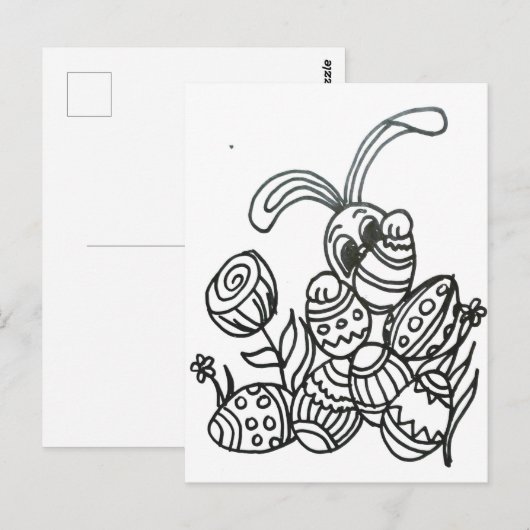 Paaskonijn met eieren briefkaart (Voorkant / Achterkant)