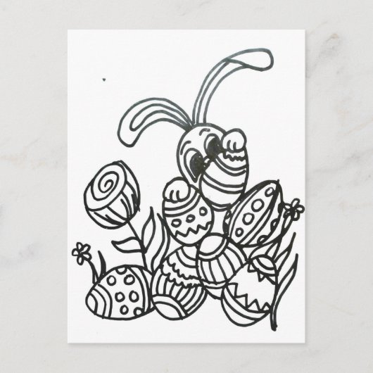 Paaskonijn met eieren briefkaart (Voorkant)