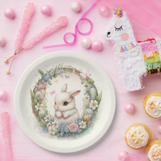 Paaskonijn met feestdag papieren bordje (Feest)