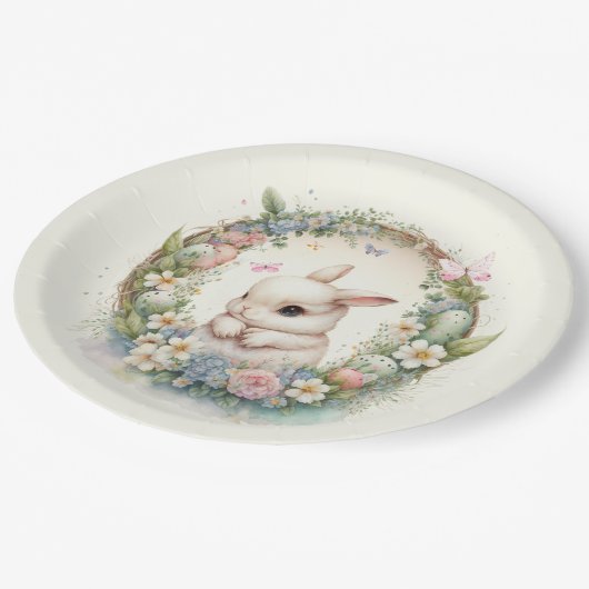 Paaskonijn met feestdag papieren bordje (Gekanteld)