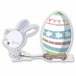 paaskonijn met paaseieren in rolley sticker