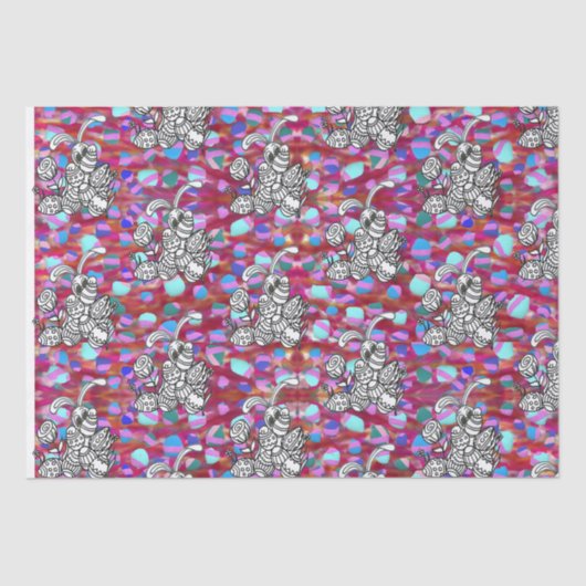 Paaskonijn met rode eieren tissuepapier (Voorkant)