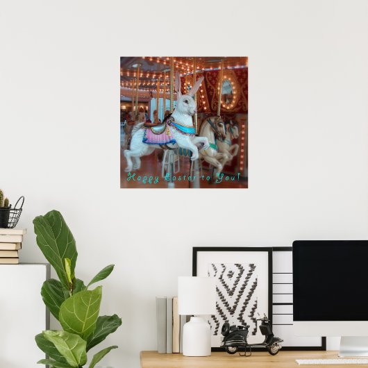 Paaskonijn op Merry-Go-Round Poster (Thuiskantoor)