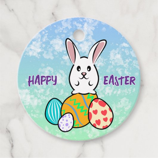 Paaskonijn op paaseieren bedankjes labels (Voorkant)