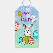 Paaskonijn op paaseieren cadeaulabel (Voorkant)