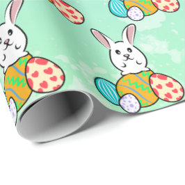 Paaskonijn op paaseieren cadeaupapier