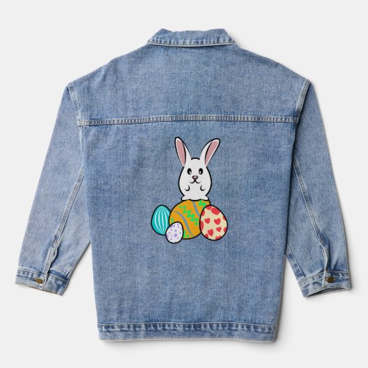 Paaskonijn op paaseieren denim jacket (Achterkant)