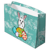 Paaskonijn op paaseieren groot cadeauzakje (Achterkant Gekanteld)