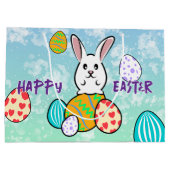 Paaskonijn op paaseieren groot cadeauzakje (Achterkant)