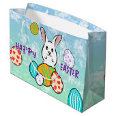 Paaskonijn op paaseieren groot cadeauzakje (Achterkant Gekanteld)