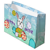 Paaskonijn op paaseieren groot cadeauzakje (Voorkant Gekanteld)