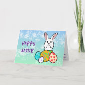 Paaskonijn op paaseieren kaart (Voorkant)