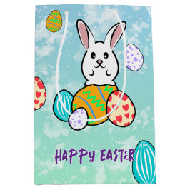 Paaskonijn op paaseieren medium cadeauzakje