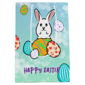 Paaskonijn op paaseieren medium cadeauzakje (Achterkant)