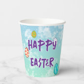 Paaskonijn op paaseieren papieren bekers (Achterkant)