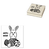 Paaskonijn op paaseieren rubberstempel (Gestempeld)