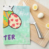 Paaskonijn op paaseieren theedoek (Quarter Fold)