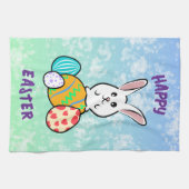 Paaskonijn op paaseieren theedoek (Horizontaal)