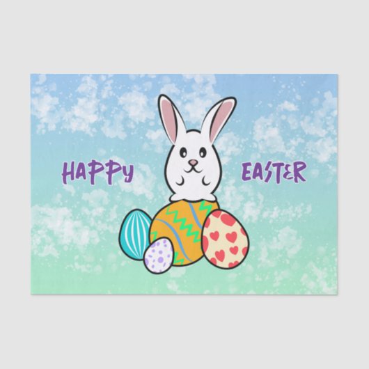 Paaskonijn op paaseieren tissuepapier (Voorkant)