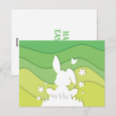 Paaskonijn op weide, feestdagen in de lente feestdagenkaart (Voorkant / Achterkant)