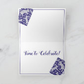 Paaskonijn Paisley Blauw & Wit Uniek Konijn Feestdagen Kaart (Binnen)